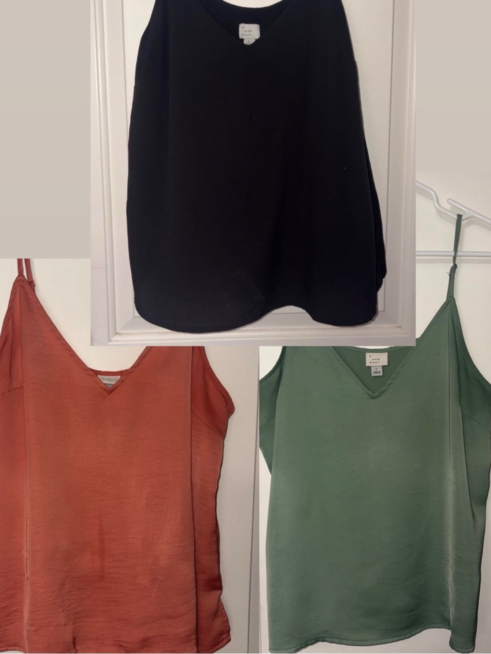 3 Piece A New Day V-Neck Satin Camis
Tank Top - Sage Green